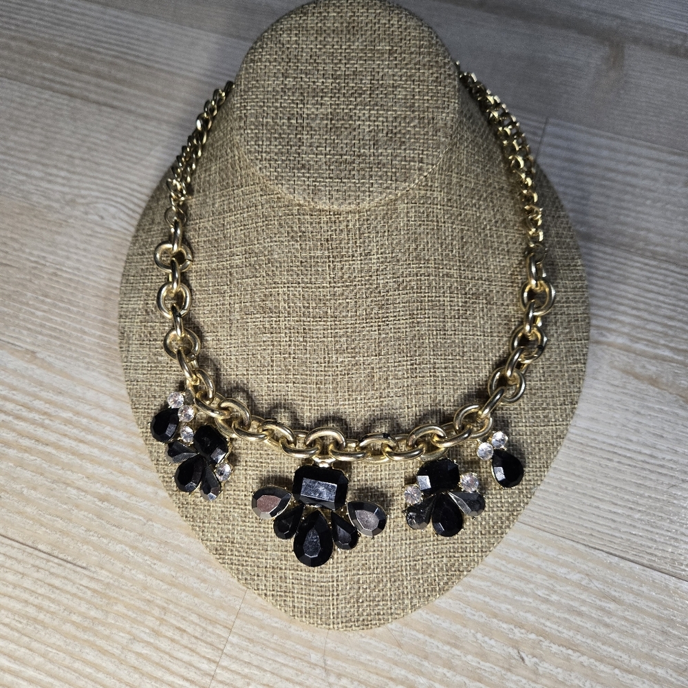 Gold Tone Statement Bib Necklace